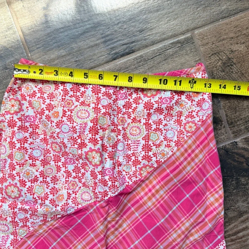 Oilily Women's Vintage Patchwork Floral Applique Plaid Ruffle Maxi Skirt,Pink,34 - Picture 12 of 15